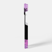 Luxuriöses Glam Stilvoll Black And Magenta Glitzer iPhone Hülle (Linke Seite)