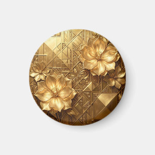 Luxuriöses Gold Art Deco Blumenmuster Magnet