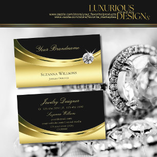 Luxuriöses Gold Black mit glänzender Diamant Stilv Visitenkarte