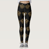 Luxuriöses Gold Crown Muster Leggings (Vorderseite)