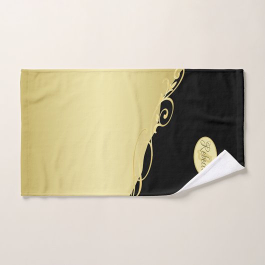 Luxuriöses Gold dekoriert auf Gold & Schwarz, Mono Badhandtuch Set (Handtuch)