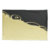 Luxuriöses Gold dekoriert auf Gold & Schwarz, Mono Kissenbezug (Rückseite)