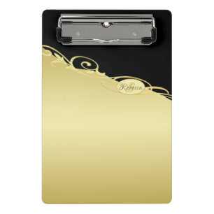 Luxuriöses Gold dekoriert auf Gold & Schwarz, Mono Mini Klemmbrett