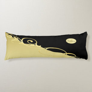 Luxuriöses Gold dekoriert auf Gold & Schwarz, Mono Seitenschläferkissen