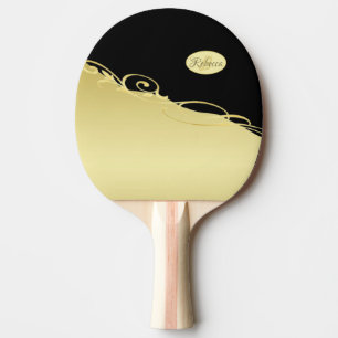 Luxuriöses Gold dekoriert auf Gold & Schwarz, Mono Tischtennis Schläger
