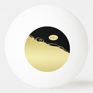 Luxuriöses Gold dekoriert auf Gold & Schwarz, Mono Tischtennisball