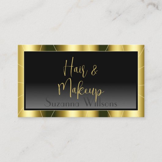 Luxuriöses Gold Frame Black Gradient Stilvoll mode Visitenkarte (Vorderseite)