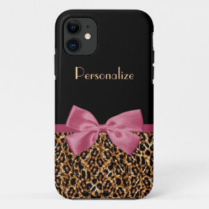 Luxuriöses Gold Fur Leopard Print Mauve Bow mit Na Case-Mate iPhone Hülle