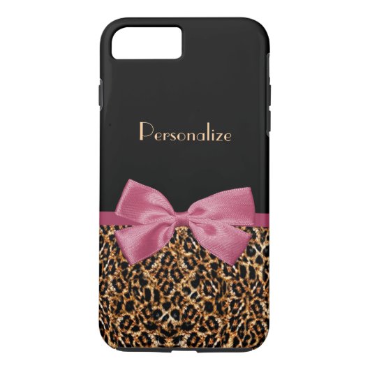 Luxuriöses Gold Fur Leopard Print Mauve Bow mit Na Case-Mate iPhone Hülle (Rückseite)