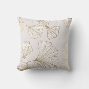 Luxuriöses Gold Ginkgo Vintages Design Kissen