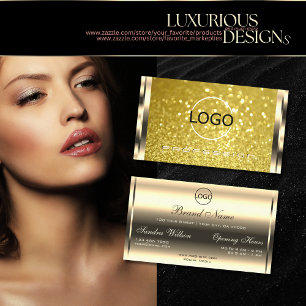 Luxuriöses Gold Glitzer Opening Hours Logo Elegan Visitenkarte