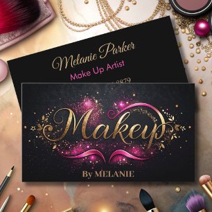 Luxuriöses Gold Makeup Pink Trendy Elegant Schwarz Visitenkarte