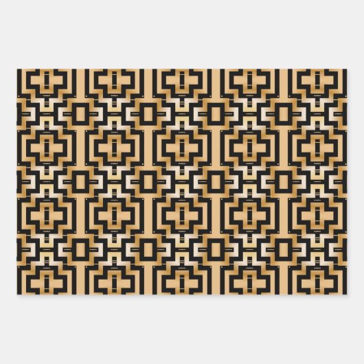 Luxuriöses Gold Metallic Art Deco Geometrisches Mu Geschenkpapier Set (Vorderseite 3)