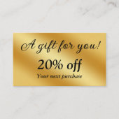 Luxuriöses Gold metallisch Rabattkarte (Vorderseite)