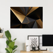Luxuriöses Gold-Schwarz Abstrakt Geometrisch Poster (Heimbüro)