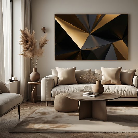 Luxuriöses Gold-Schwarz Abstrakt Geometrisch Poster