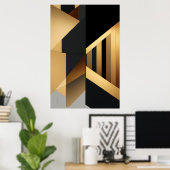 Luxuriöses Gold-Schwarz-Abstrakt Poster (Heimbüro)