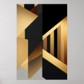 Luxuriöses Gold-Schwarz-Abstrakt Poster (Vorne)