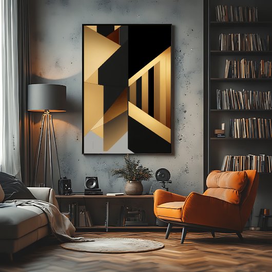 Luxuriöses Gold-Schwarz-Abstrakt Poster