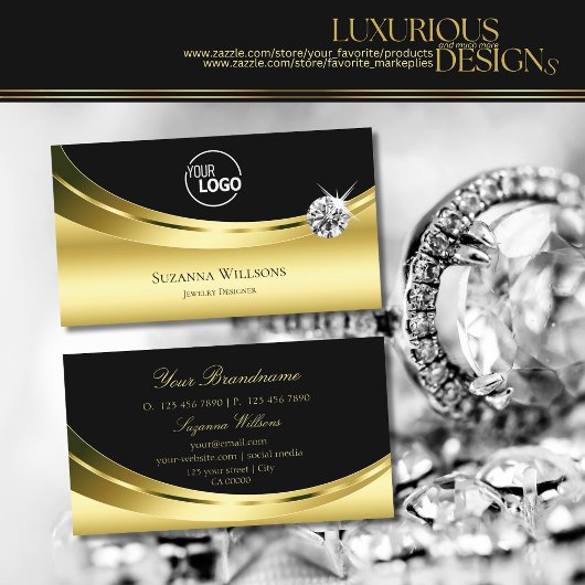Luxuriöses Gold Schwarz mit Logo und glänzender Di Visitenkarte