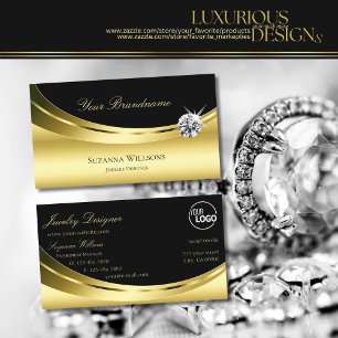 Luxuriöses Gold Schwarz mit Logo und Sparkle Diamo Visitenkarte