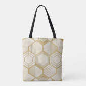 Luxuriöses Gold-Sechseckmuster - Marmortextur 2 Tasche (Rückseite)