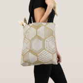 Luxuriöses Gold-Sechseckmuster - Marmortextur 2 Tasche (Von Nahem)