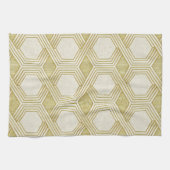 Luxuriöses Gold-Sechseckmuster - Marmortextur Geschirrtuch (Horizontal)