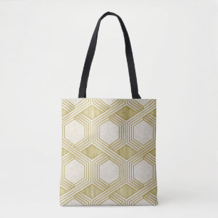 Luxuriöses Gold-Sechseckmuster - Marmortextur Tasche