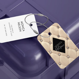 Luxuriöses Gold Tufted Monogram Gepäckanhänger