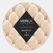 Luxuriöses Gold Tufted Monogram Runder Aufkleber (Vorderseite)