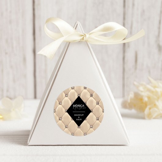 Luxuriöses Gold Tufted Monogram Runder Aufkleber