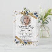 Luxuriöses Gold- und Blue Ribbon-Party Einladung (Stehend Vorderseite)