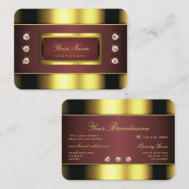 Luxuriöses Gold und Burgund mit Imitaten Rhineston Visitenkarte