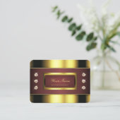Luxuriöses Gold und Burgund mit Imitaten Rhineston Visitenkarte (Stehend Vorderseite)