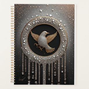 Luxuriöses Gold- und Diamantvogel-Emblem Planer