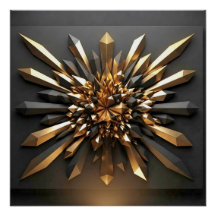 Luxuriöses Gold und dunkler Kristall 3D geometrisc
