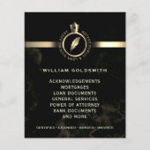 Luxuriöses Gold und schwarzer Marmor Notar Flyer (Vorne)