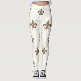 Luxuriöses Gold und weiße Lilien-Leggings Leggings