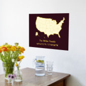 luxuriöses Gold US map Längengrad Breitengrad Zuha Foliendrucke (Ablage(Küche))