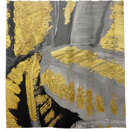 Luxuriöses Gold: Vintage Grunge Textur. Duschvorhang (Vorderseite)