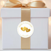 Luxuriöses Gold Weiß Monogramm Hochzeitsgunst Gesc Runder Aufkleber