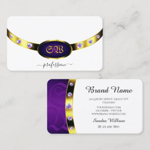 Luxuriöses Gold Weiß und Violett Monogramm Diamant Visitenkarte