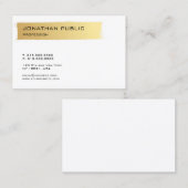 Luxuriöses Gold White Modernes Elegantes Minimalis Visitenkarte (Vorne/Hinten)