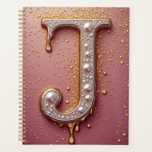 Luxuriöses Goldbuchstabe J Monogramm Planer (Vorderseite)