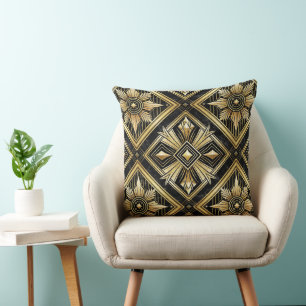 Luxuriöses Golden Geometric 1920er Jahre Dimond Ar Kissen