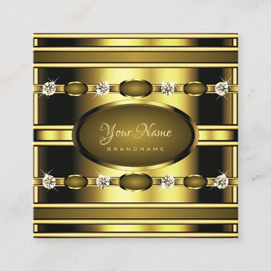 Luxuriöses Golden mit leuchtenden Imitaten Rhinest Quadratische Visitenkarte (Vorderseite)