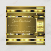 Luxuriöses Golden mit leuchtenden Imitaten Rhinest Quadratische Visitenkarte (Rückseite)