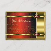 Luxuriöses Golden mit Rotem Marmor und Imitats Dia Visitenkarte (Rückseite)