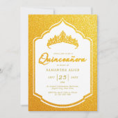 Luxuriöses Golden Quinceanera Party Einladung (Vorderseite)
